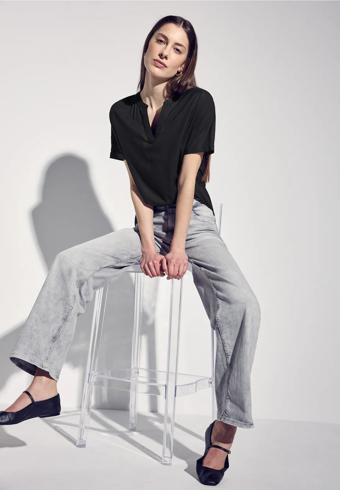 STREET ONE BLUSA BASICA CUELLO PICO