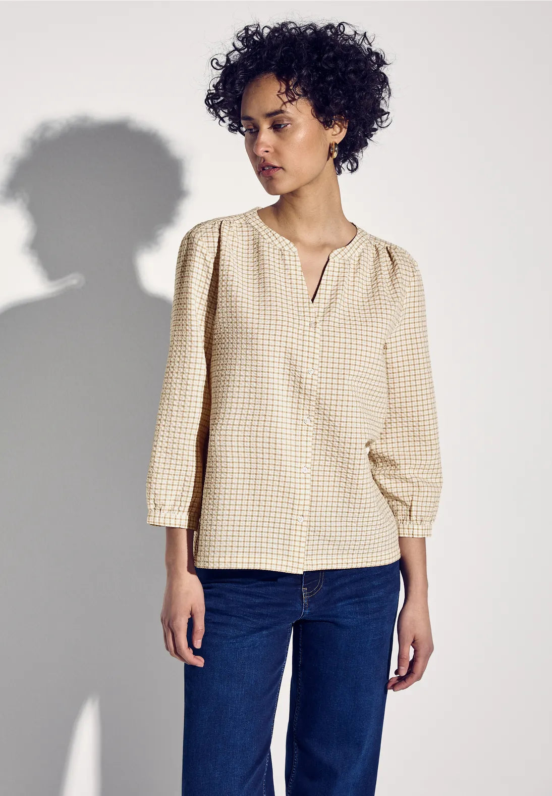 STREET ONE BLUSA A CUADROS MANGA 3/4