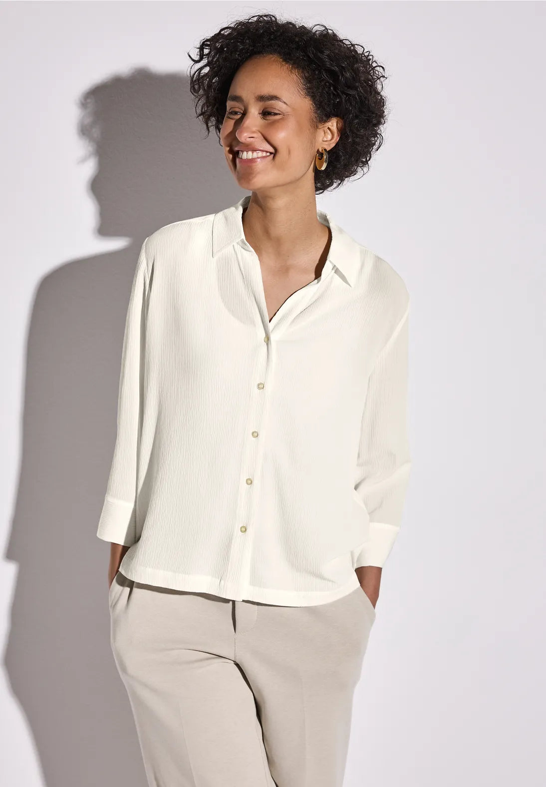 STREET ONE BLUSA BLANCA ARRUGADA CAMISERA
