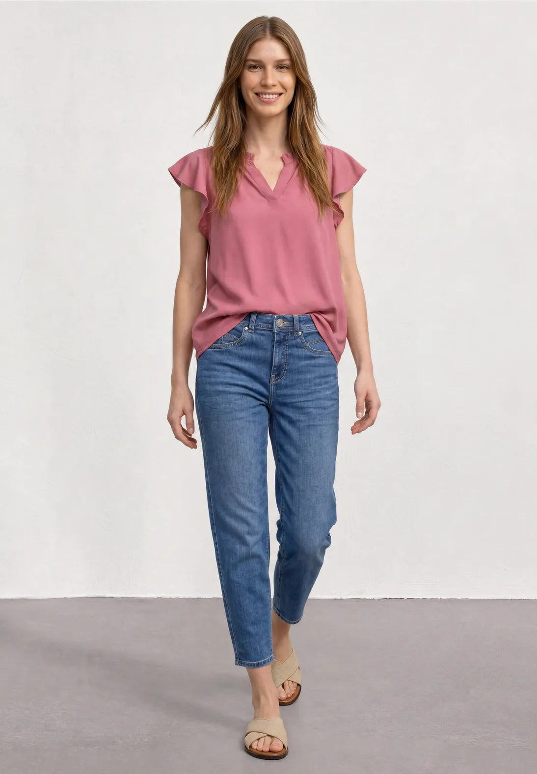 BLUSA DE VISCOSA CON VOLANTES STREET ONE