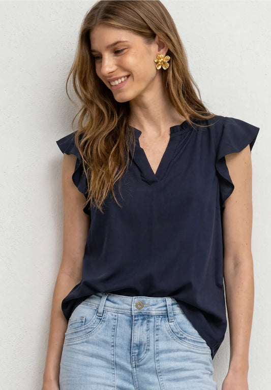 BLUSA DE VISCOSA CON VOLANTES STREET ONE