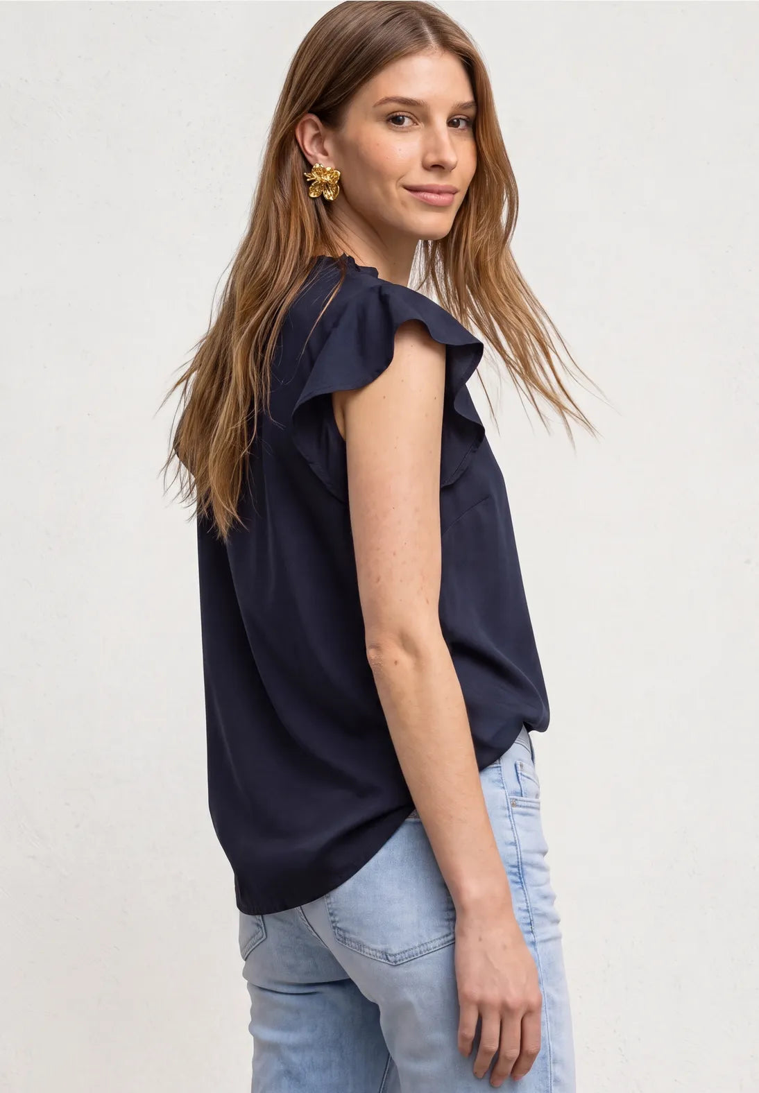 BLUSA DE VISCOSA CON VOLANTES STREET ONE