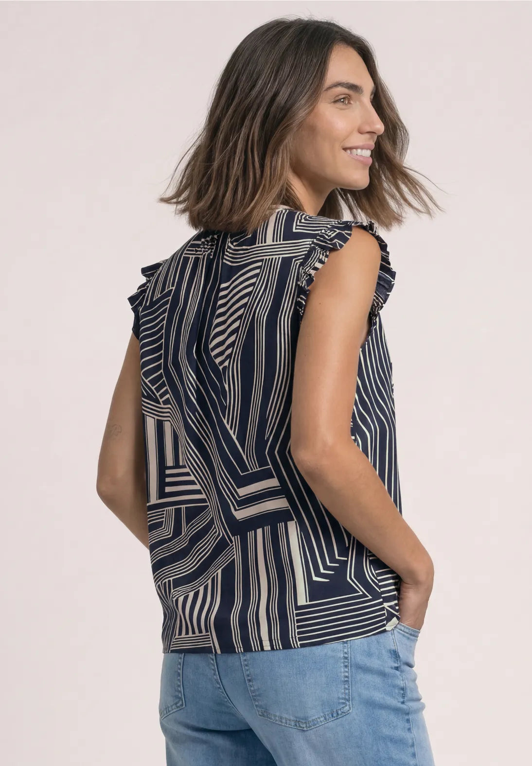 BLUSA DE TIRANTES AZUL ESTAMPADA STREET ONE
