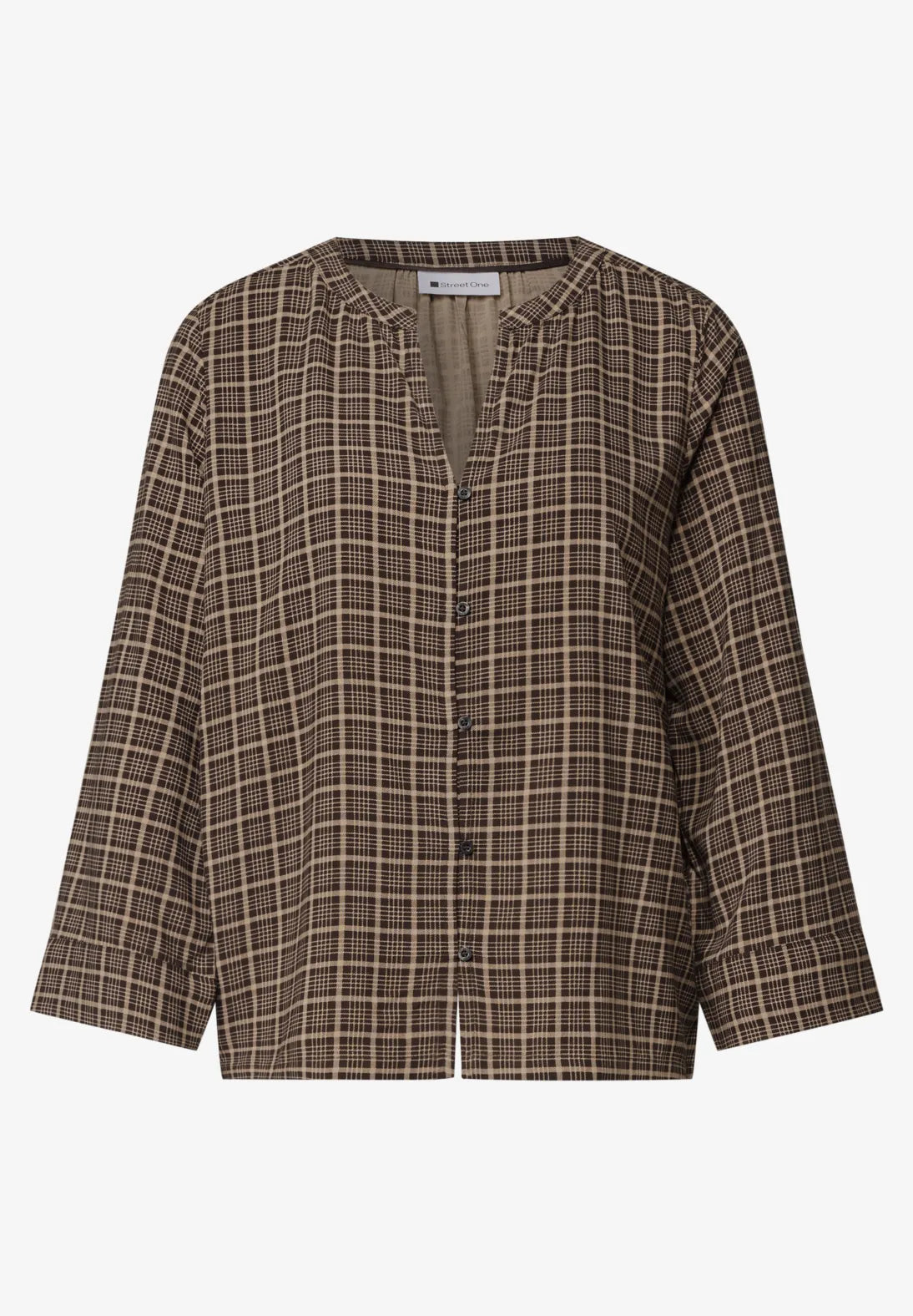 BLUSA TIPO TUNICA MARRON A CUADROS STREET ONE