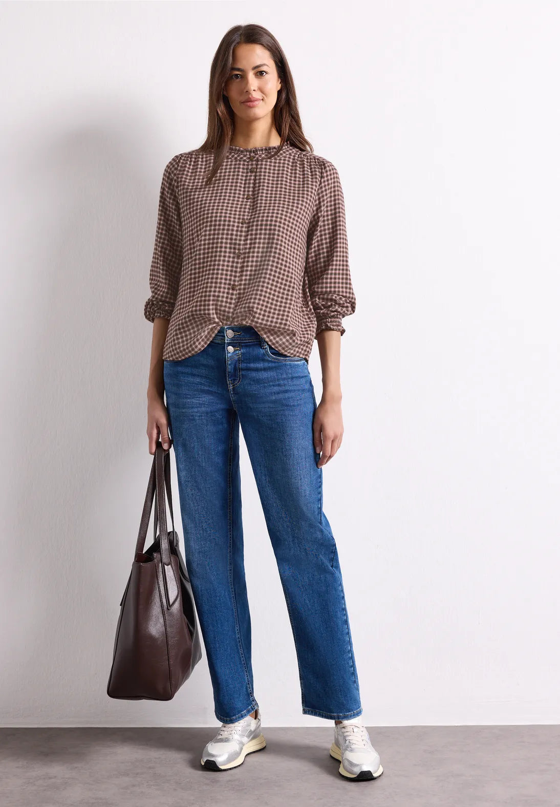 BLUSA CUELLO REDONDO ESTAMPADO A CUADROS STREET ONE