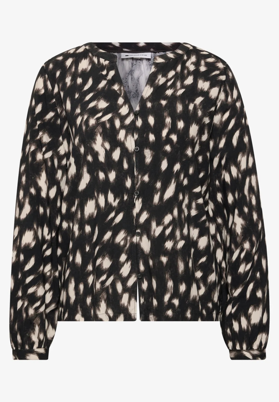Blusa estampada cuello pico. Espritcalafell