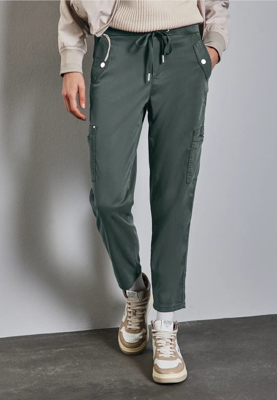 STREET ONE PANTALONES DE CARGO KAKI CINTURA ELASTICA