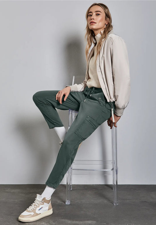 STREET ONE PANTALONES DE CARGO KAKI CINTURA ELASTICA