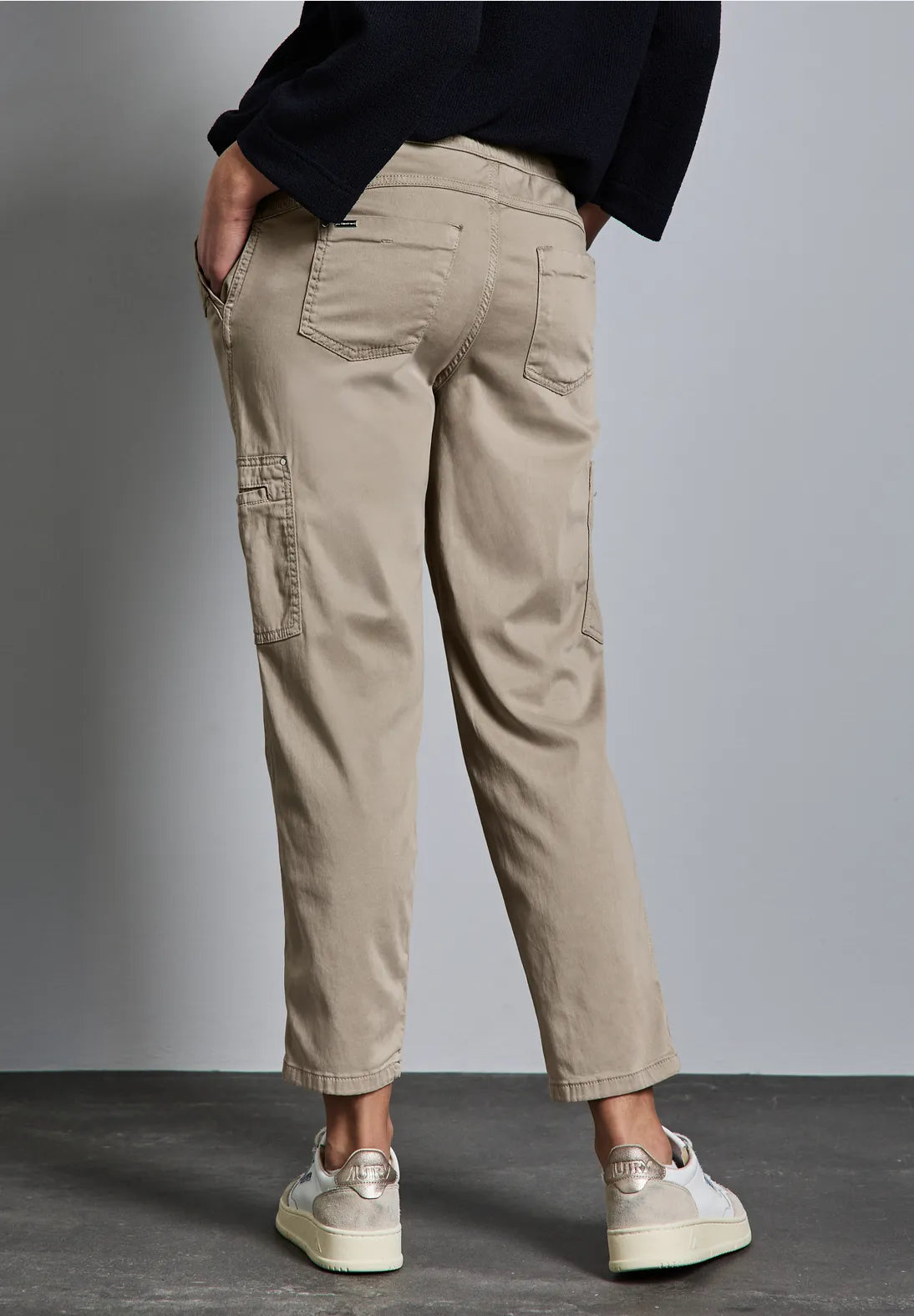 STREET ONE PANTALONES DE CARGO BEIGE CINTURA ELASTICA