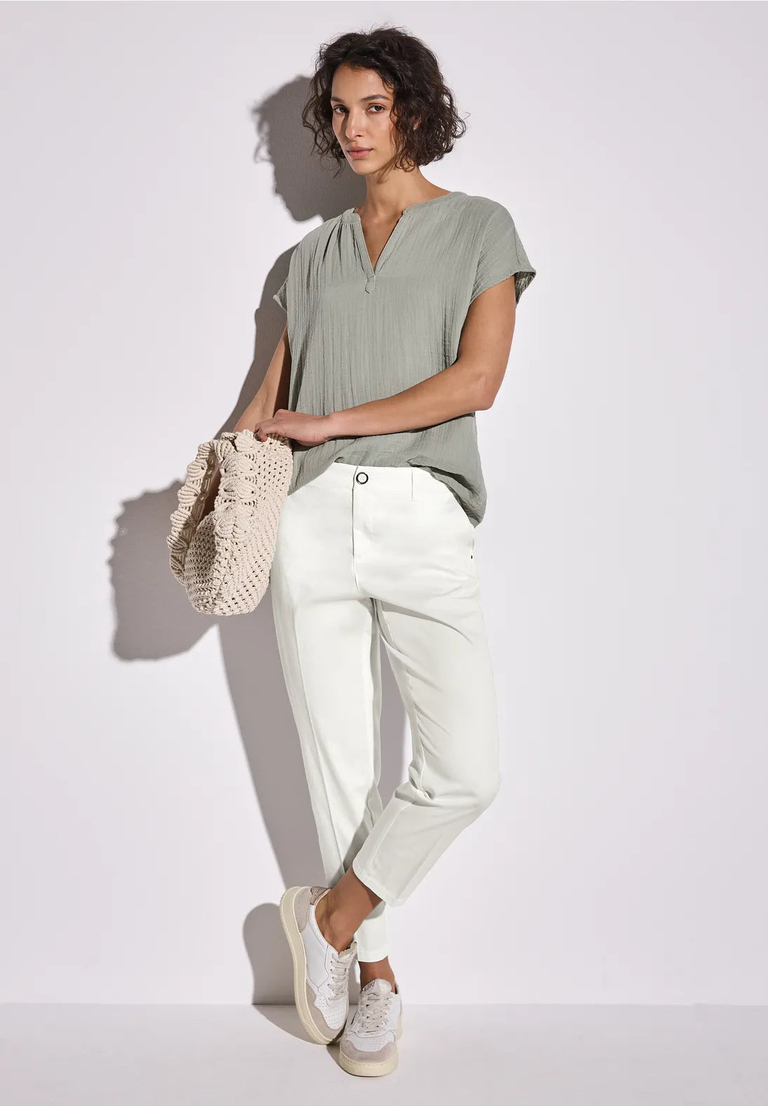 STREET ONE  PANTALON CHINO BLANCO ELASTICO