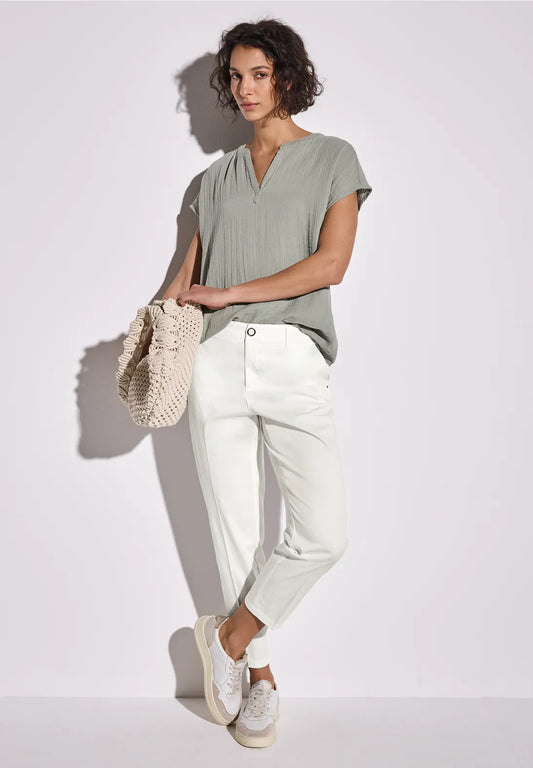 STREET ONE  PANTALON CHINO BLANCO ELASTICO