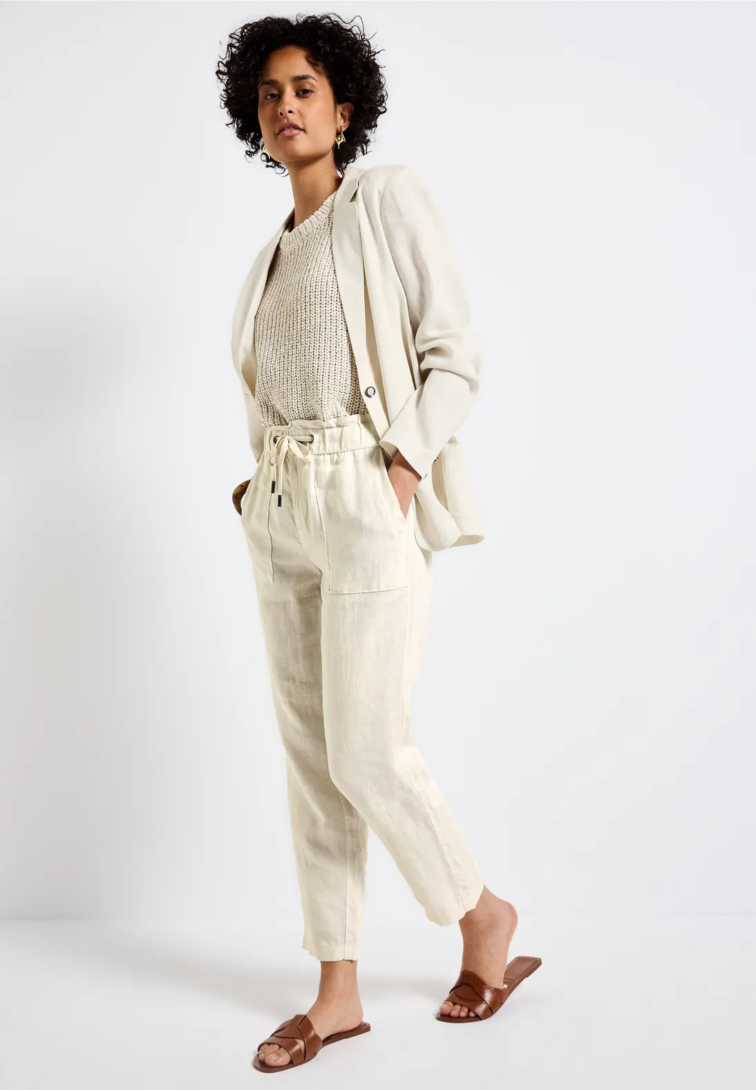 STREET ONE PANTALON DE LINO CINTURA ALTA