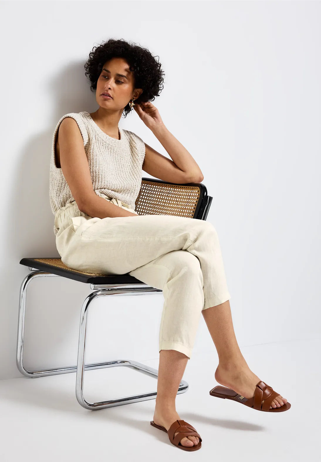 STREET ONE PANTALON DE LINO CINTURA ALTA