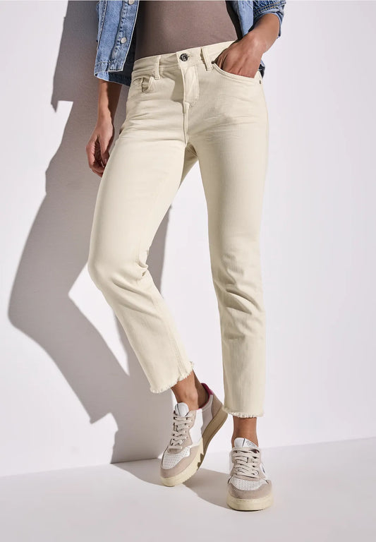 STREET ONE  PANTALON TEJANO BEIGE ELASTICO