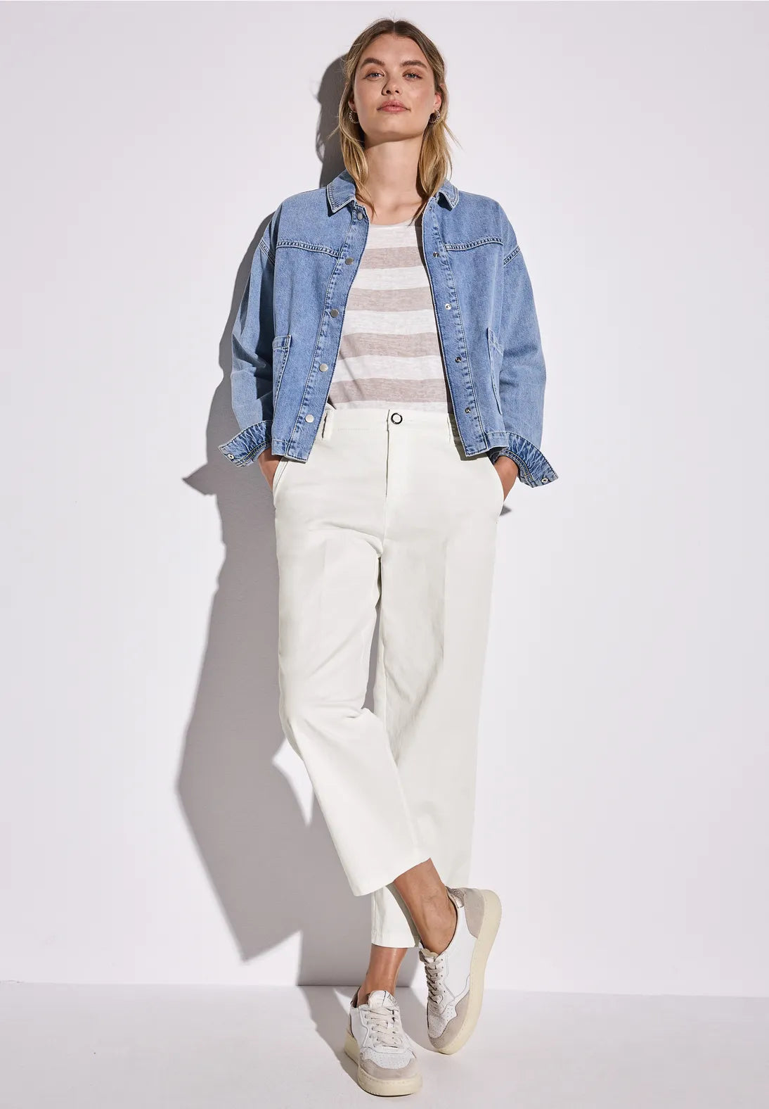 STREET ONE  PANTALON CHINO ELASTICO BLANCO