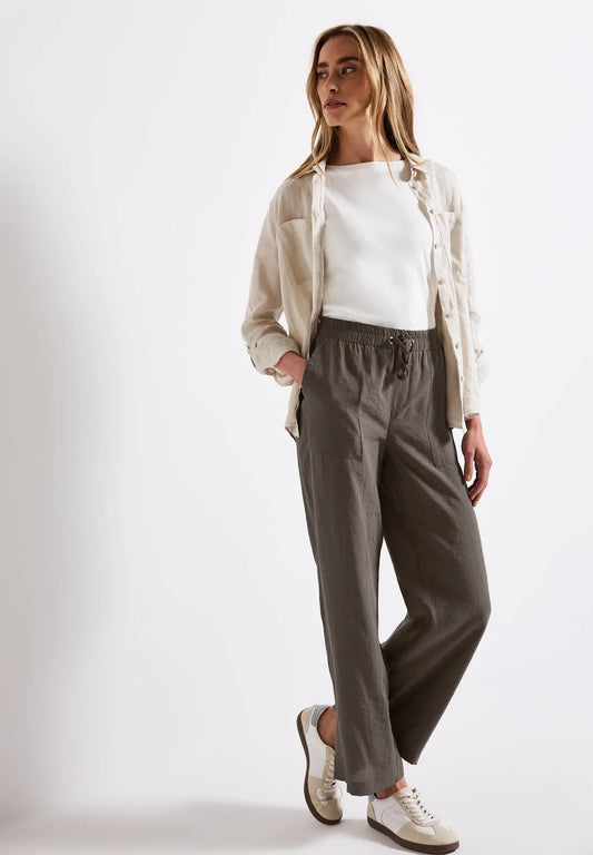STREET ONE PANTALONES DE PIERNA ANCHA CON CINTURA ELASTICA