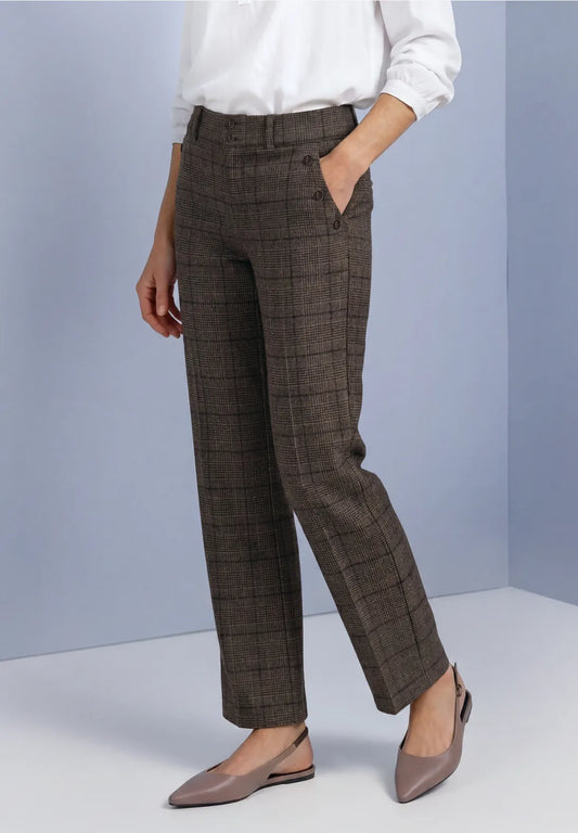 PANTALONES CINTURA ALTA ESTAMPADO A CUADROS STREET ONE