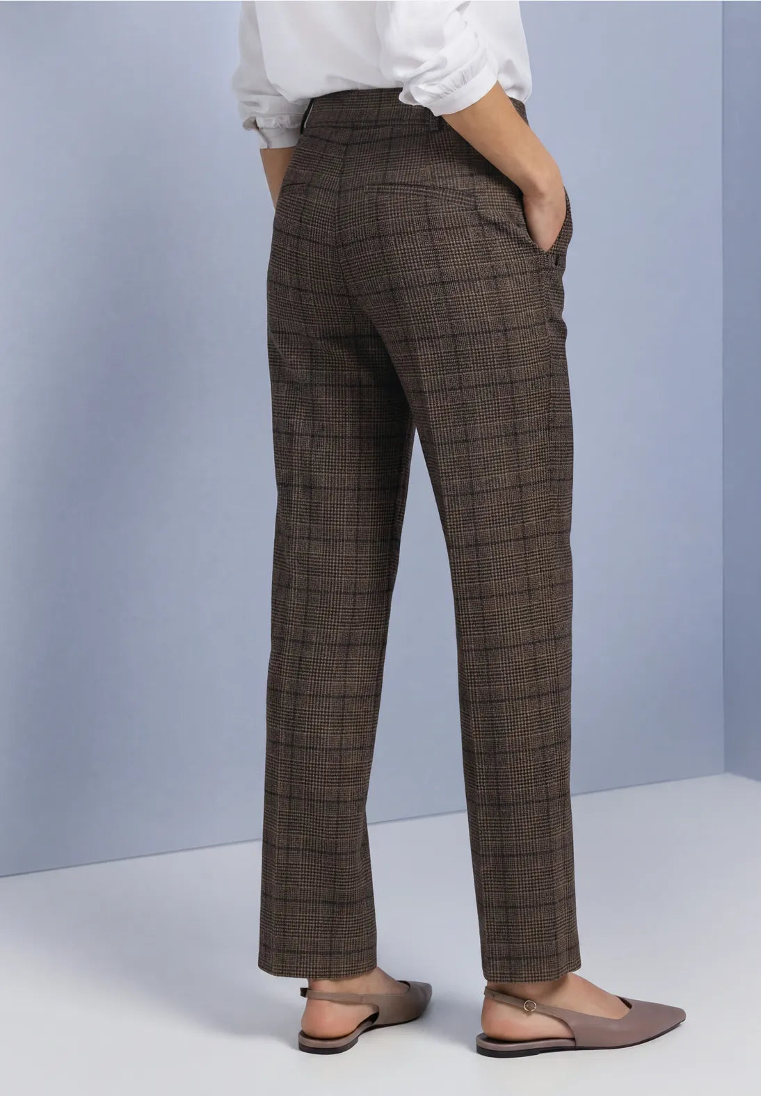PANTALONES CINTURA ALTA ESTAMPADO A CUADROS STREET ONE