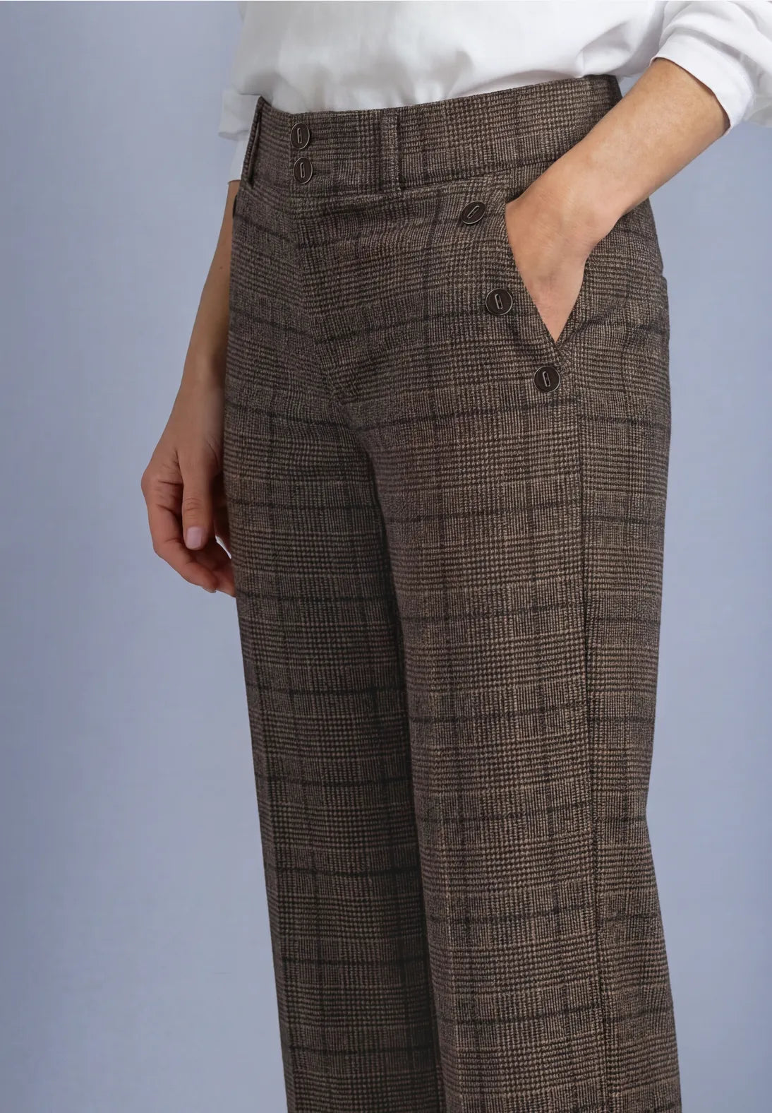 PANTALONES CINTURA ALTA ESTAMPADO A CUADROS STREET ONE