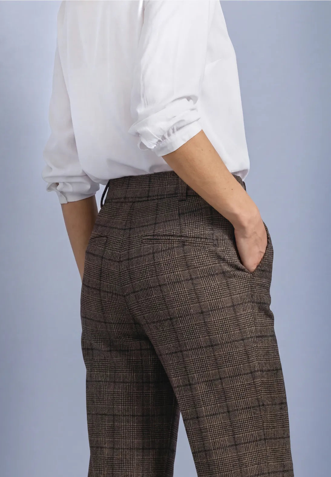 PANTALONES CINTURA ALTA ESTAMPADO A CUADROS STREET ONE