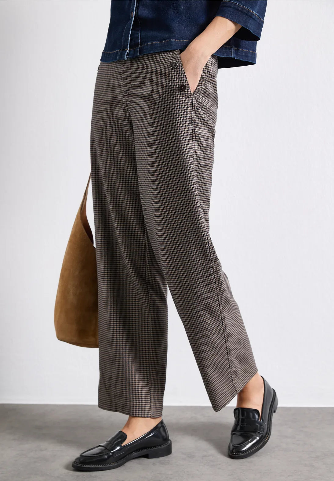 PANTALONES PIERNA RECTA ESTAMPADO CUADROS STREET ONE