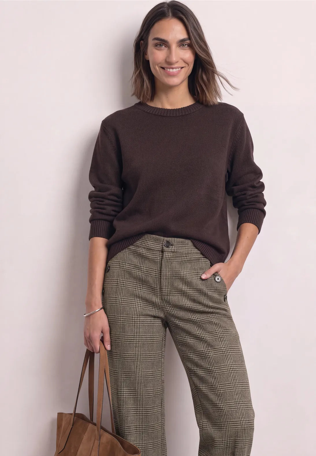 PANTALONES CORTE INFORMAL ESTAMPADOS A CUADROS STREET ONE