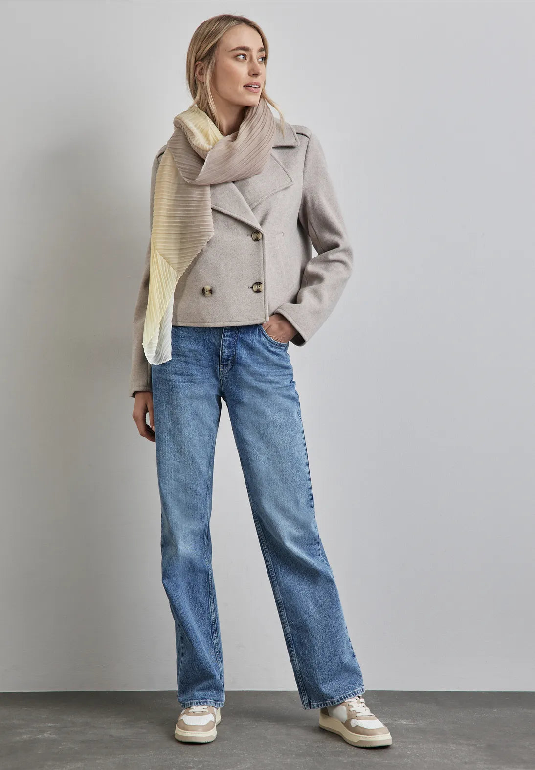 BUFANDA PLISADA TONOS AMARILLOS BEIGE