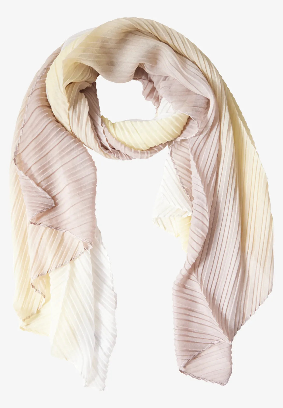 BUFANDA PLISADA TONOS AMARILLOS BEIGE