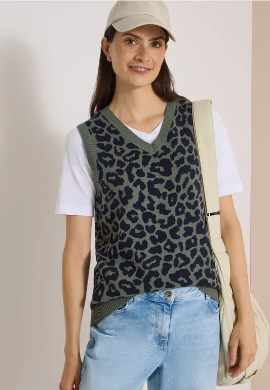 CHALECO DE PUNTO ANIMAL PRINT CECIL