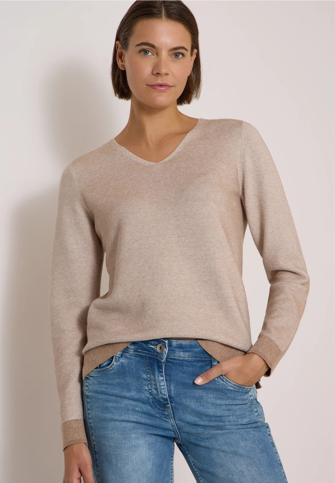 JERSEY DE PUNTO CUELLO EN V ALGODON CECIL