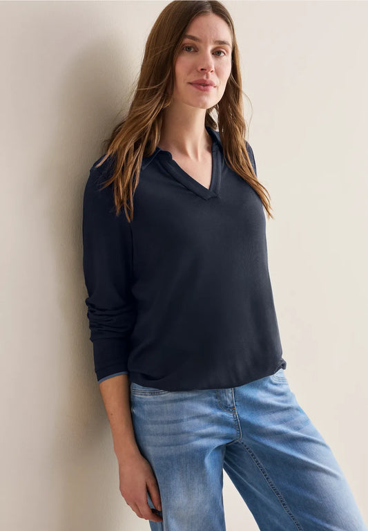 BLUSA CUELLO CAMISERO ELASTICA