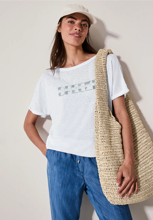 CECIL CAMISETA CON PRINT CUELLO BARCO