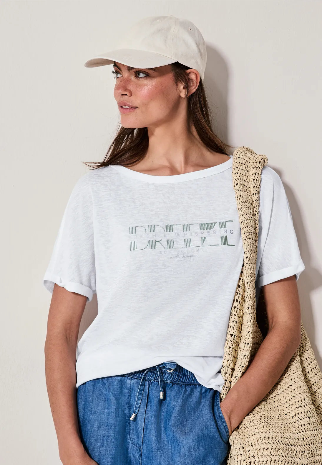 CECIL CAMISETA CON PRINT CUELLO BARCO