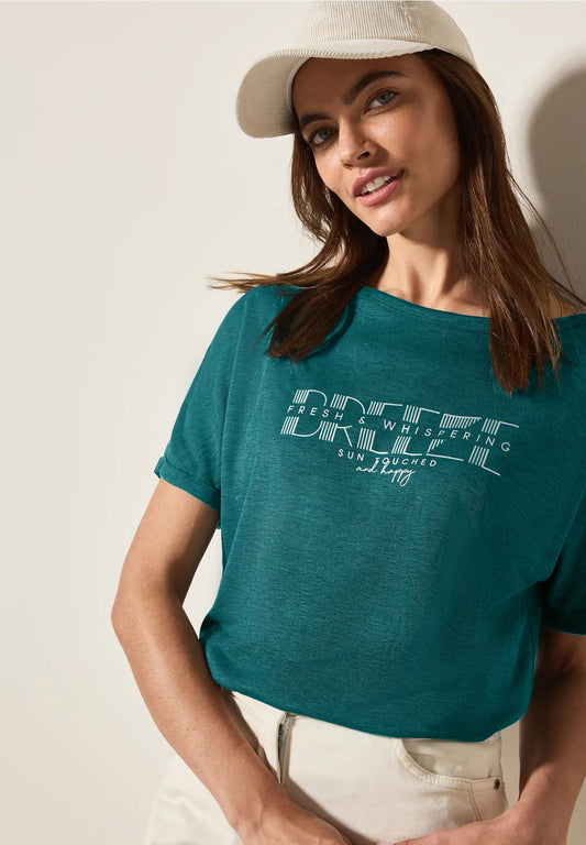 CECIL CAMISETA CON PRINT CUELLO BARCO