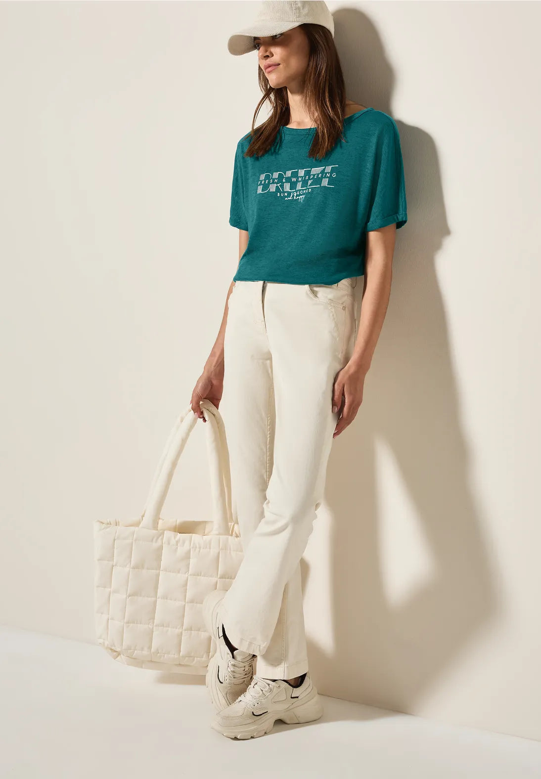 CECIL CAMISETA CON PRINT CUELLO BARCO
