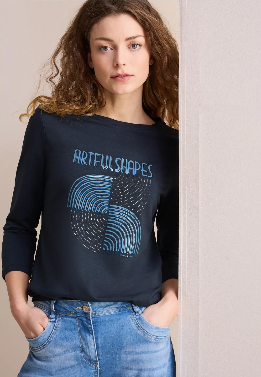 CAMISETA MANGA 3/4 CON ESTAMPADO TOQUE BRILLANTE