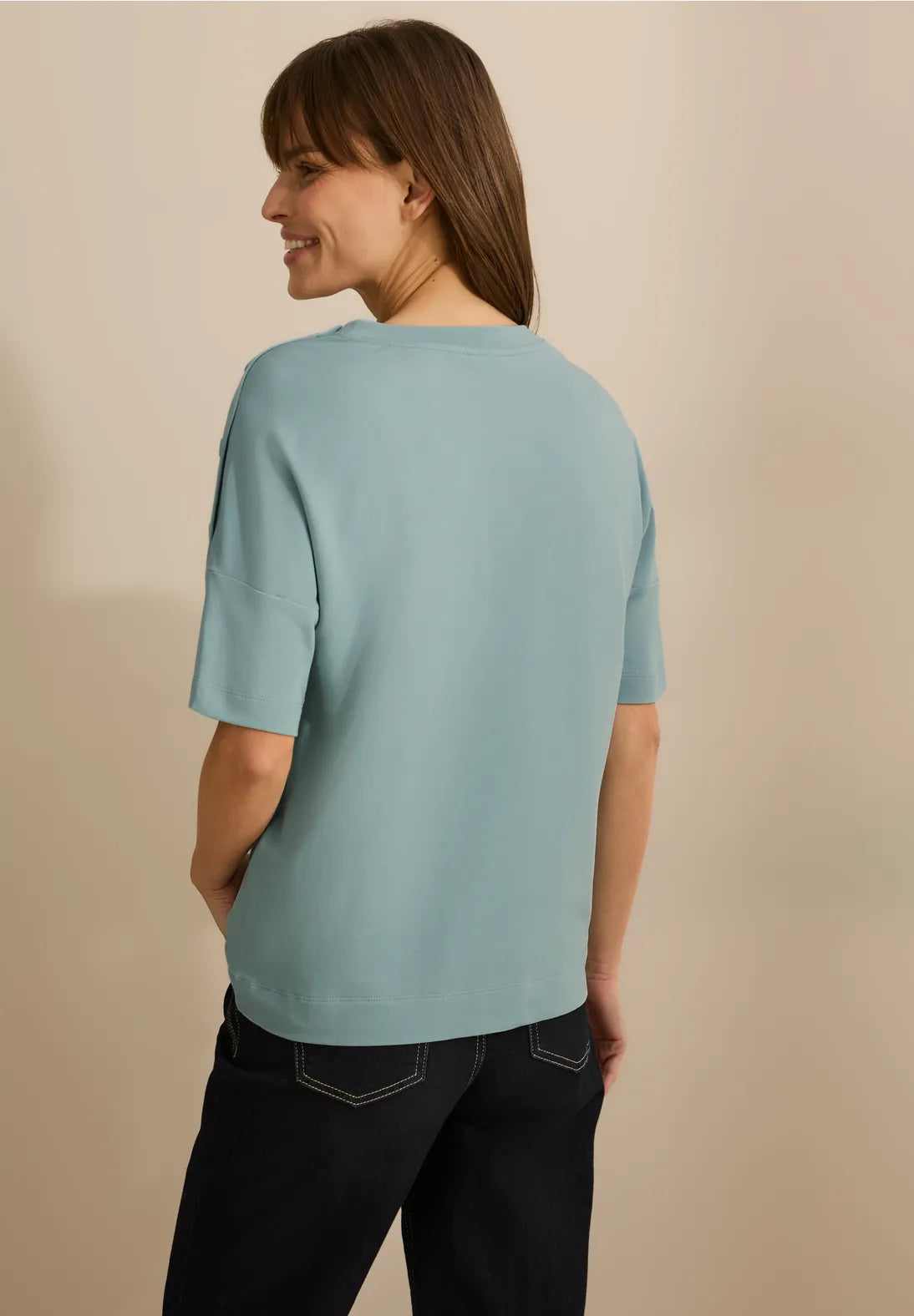 CECIL CAMISETA CON BOTONES EN EL HOMBRO VERDE AGUA
