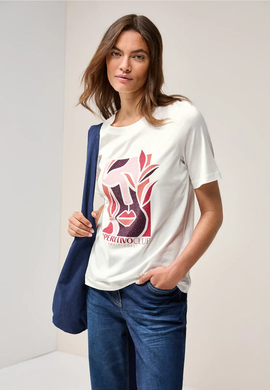 CECIL CAMISETA ESTAMPADO CON PIEDRAS DECORATIVAS