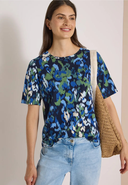 CAMISETA AZUL ESTAMPADA CECIL
