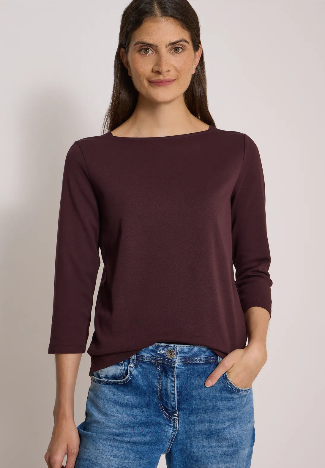 CAMISETA BASICA CUELLO BARCO MANGA 3/4 CECIL