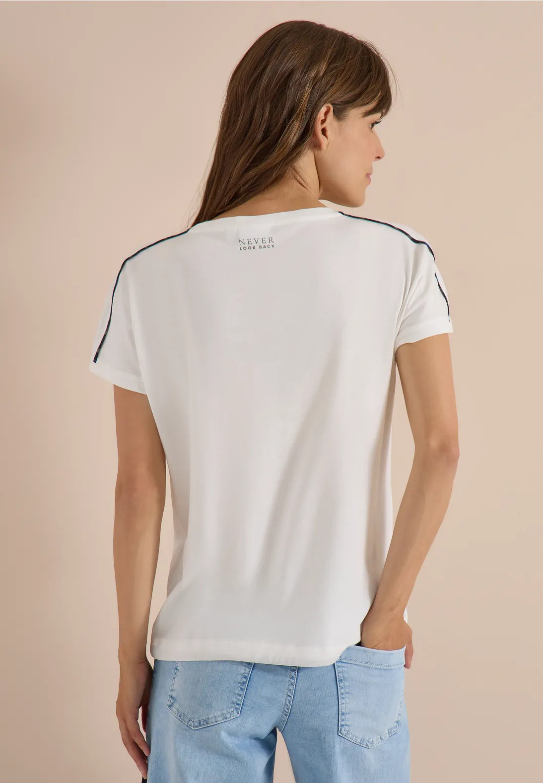 CAMISETA DE PUNTO CON RIBETE ESTAMPADO CECIL