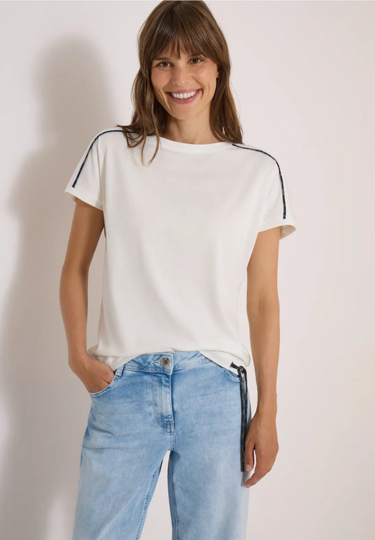 CAMISETA DE PUNTO CON RIBETE ESTAMPADO CECIL