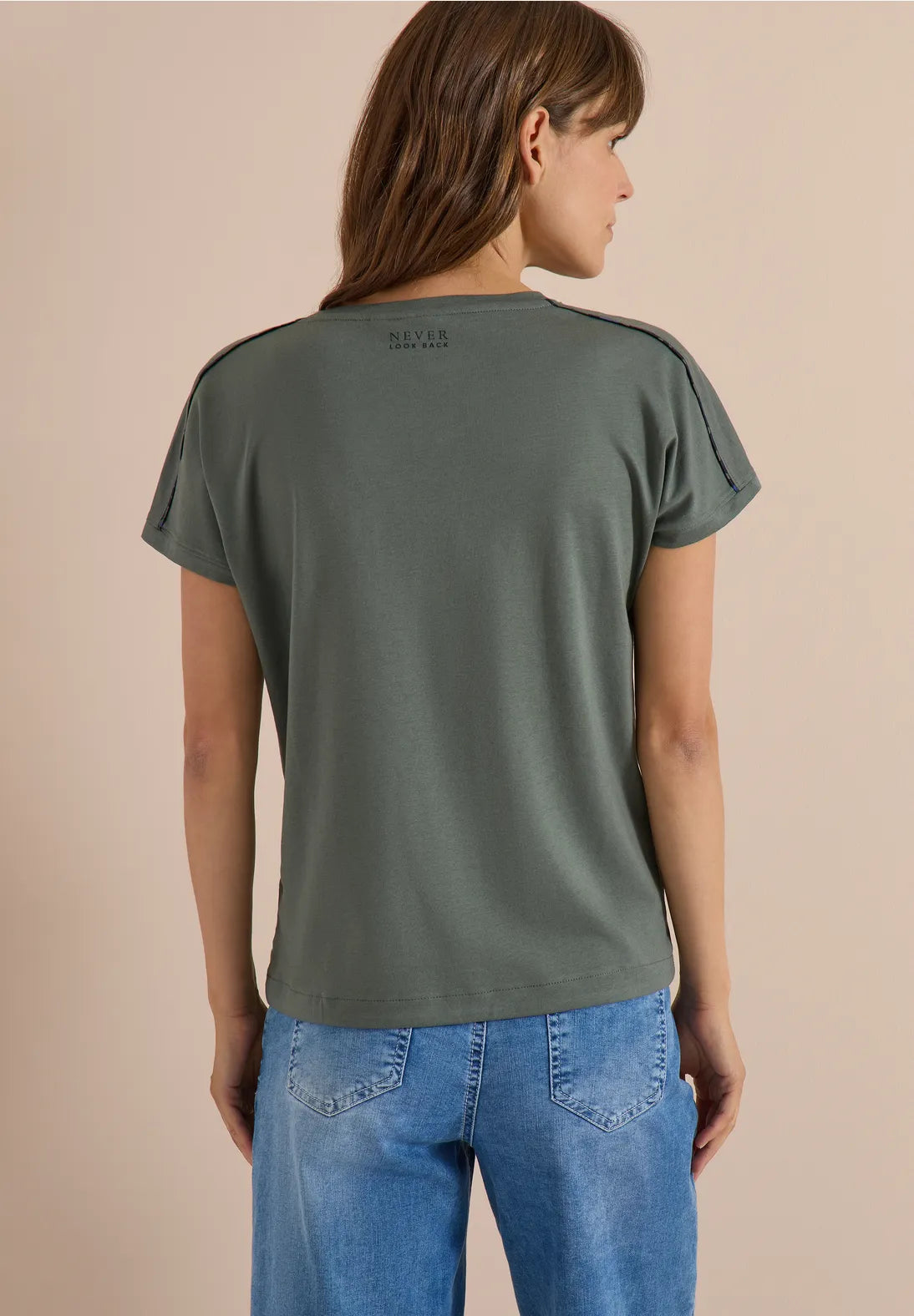 CAMISETA DE PUNTO CON RIBETE ESTAMPADO CECIL