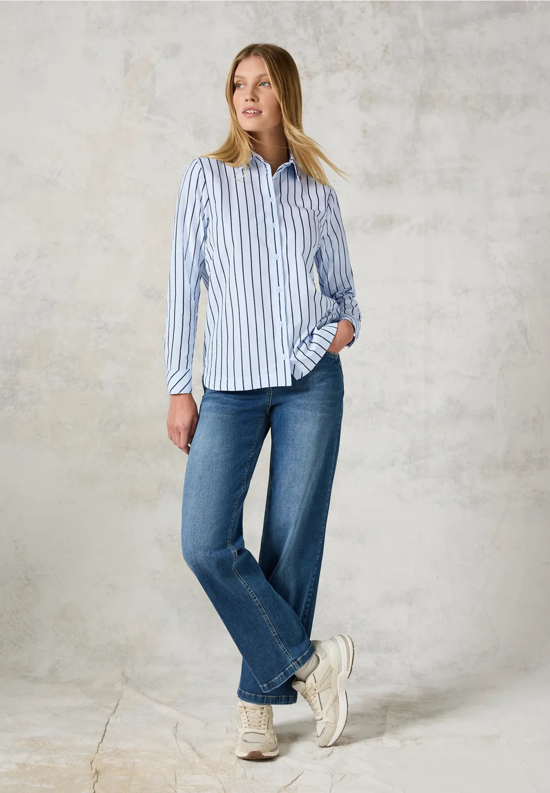 BLUSA RAYAS CUELLO CAMISERO