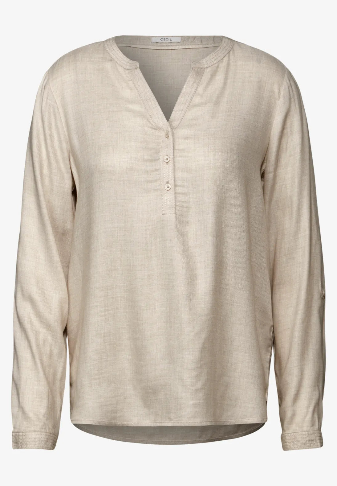 BLUSA ESTAMPADA CUELLO EN "V" BEIGE