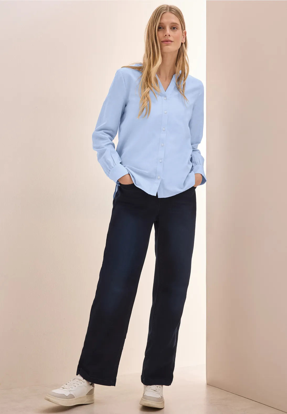 BLUSA PUNTO DE OXFORD CUELLO EN V