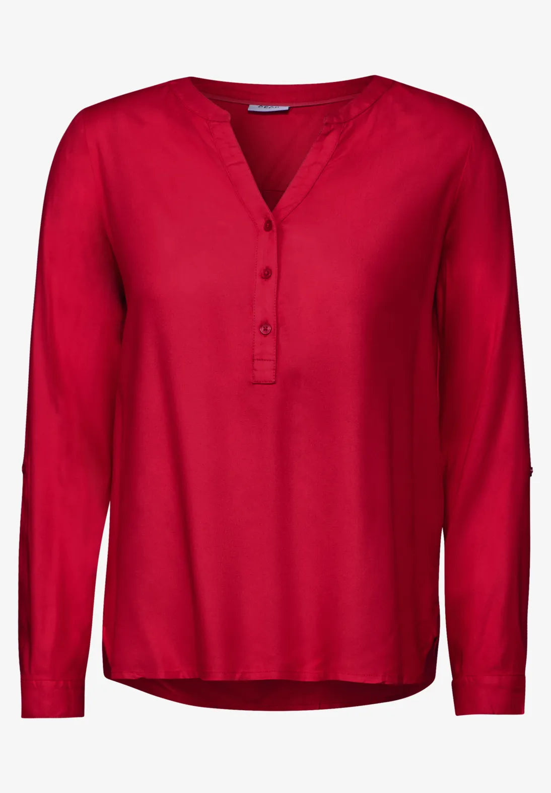 BLUSA MONOCOLOR CUELLO EN V EN ROJO