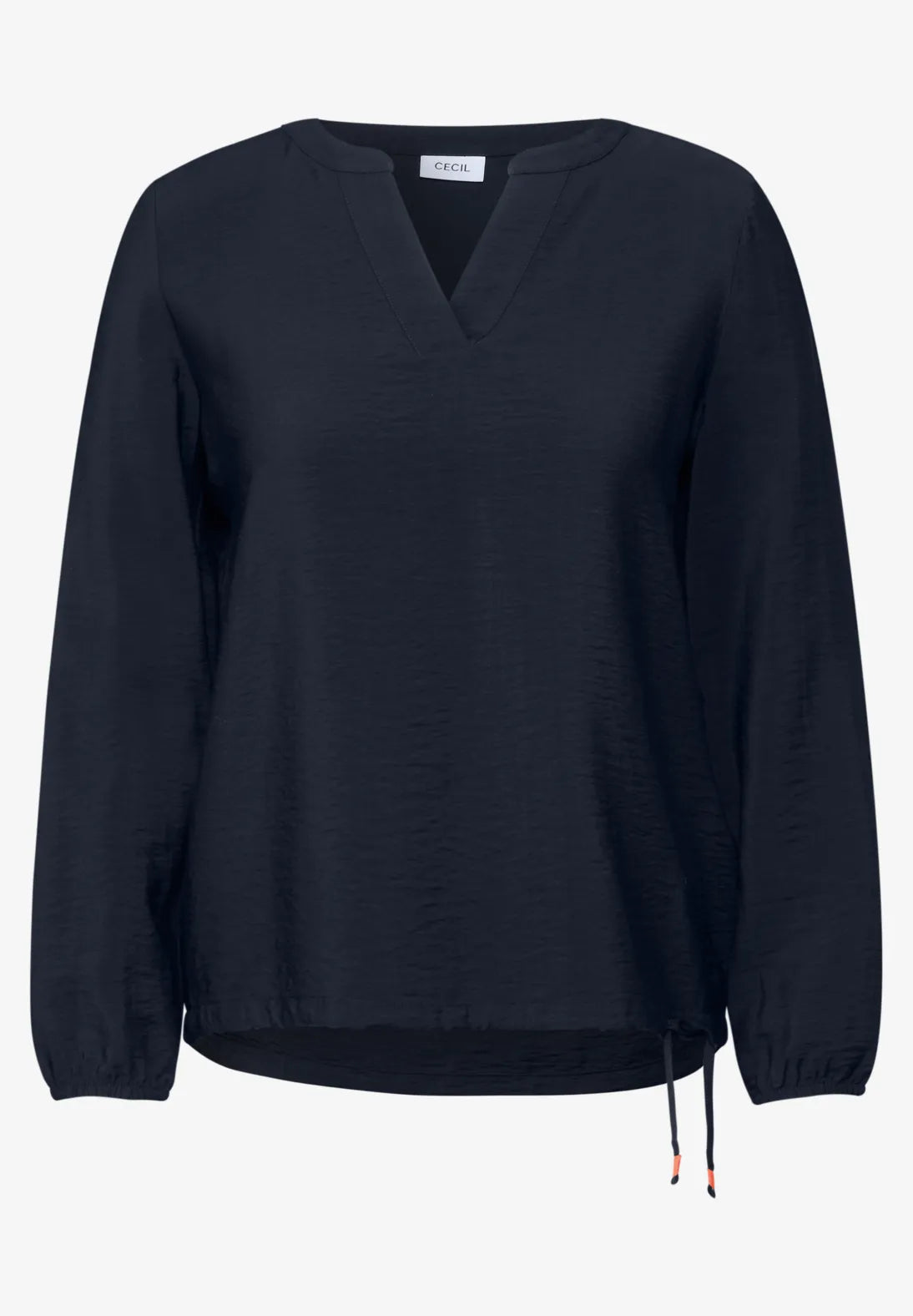BLUSA MONOCOLOR  CON CORDON EN DOBLADILLO
