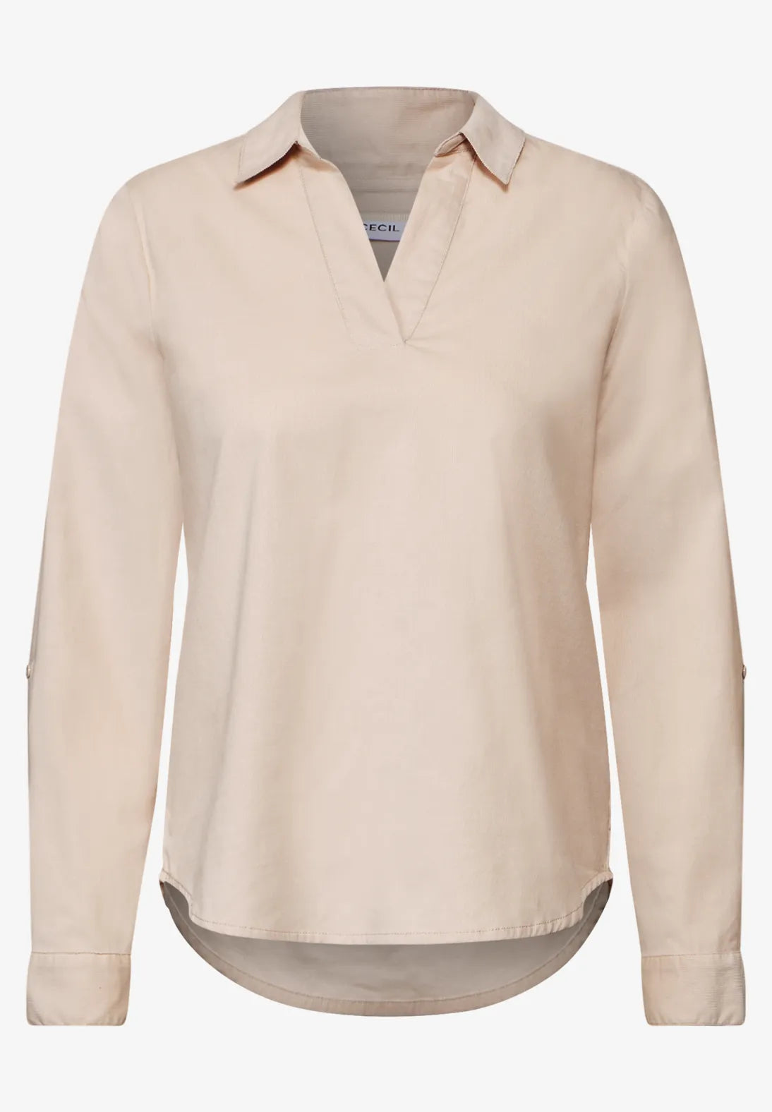 BLUSA MONOCOLOR DE MICRO PANA BEIGE