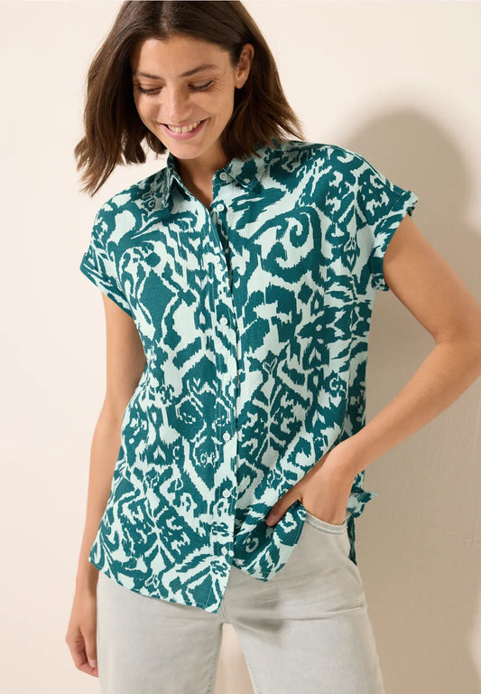 CECIL BLUSA CAMISERA DE LINO ESTAMPADA